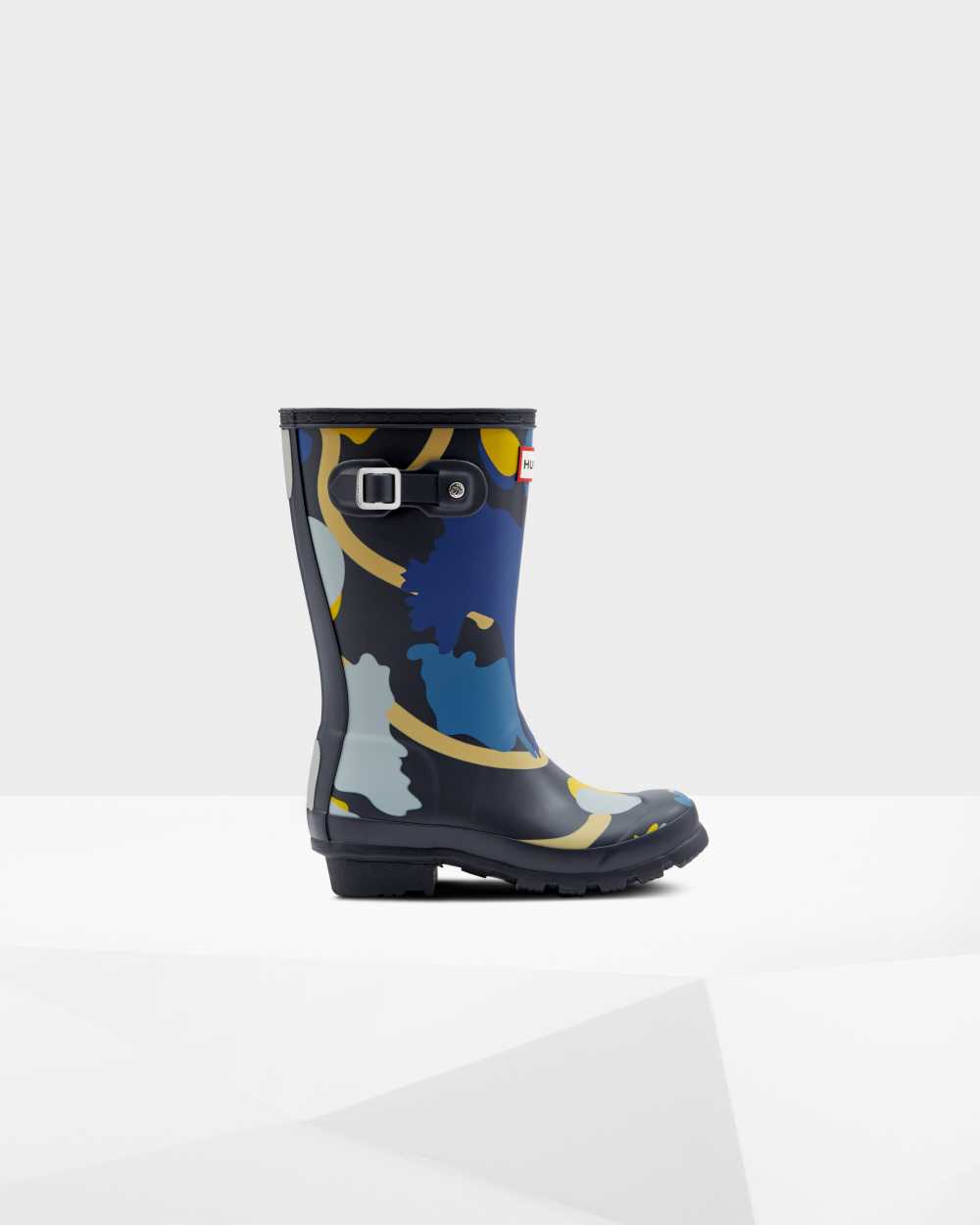 Hunter Kids Original Big Rockpool Camo Short Wellington Boots Navy,JSKB05619